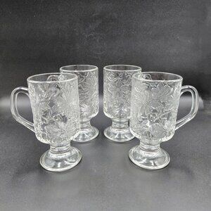 Princess House Fantasia Irish Coffee Crystal Pedestal Mugs Set Of 4 Read